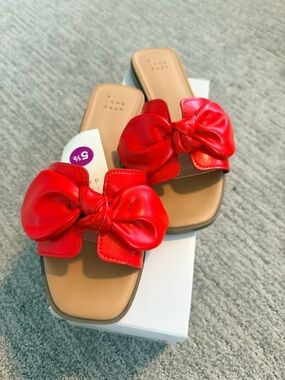 a new day Red Bow Slide Sandals - Women